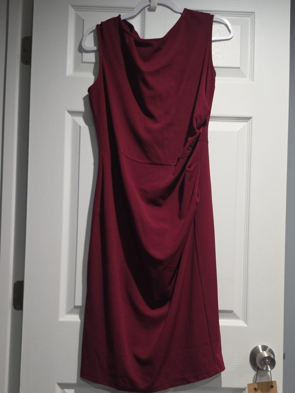 Miusol Sleeveless Draped Midi Dress in Deep Wine